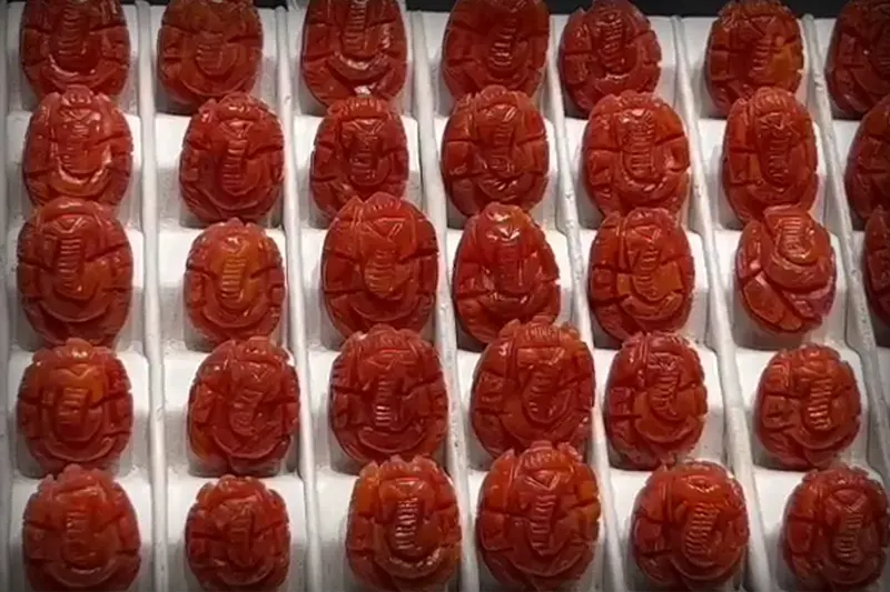 Red Coral (Moonga) Ganesha Idols